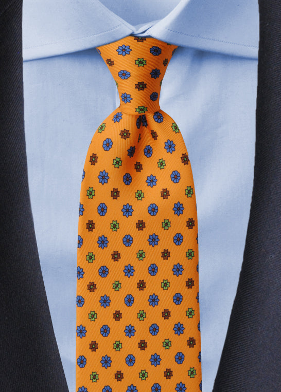 Vincenzo Floral Tie- Orange