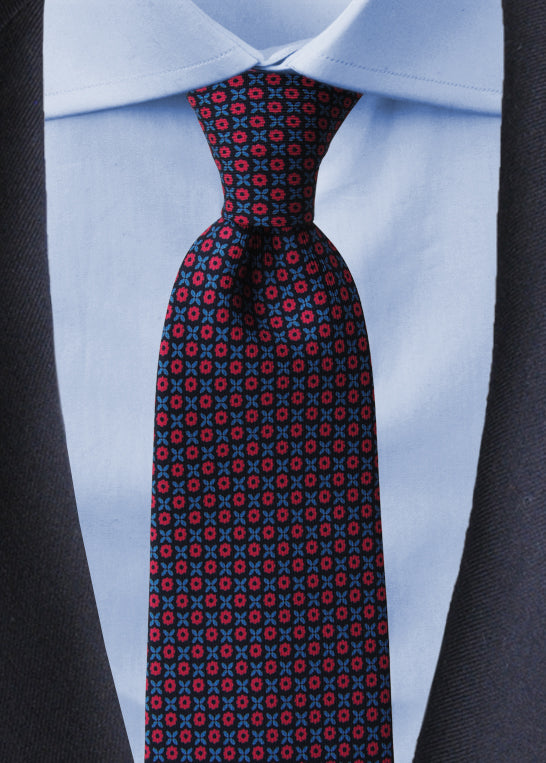 Francesco Geometric Tie- Red/Blue