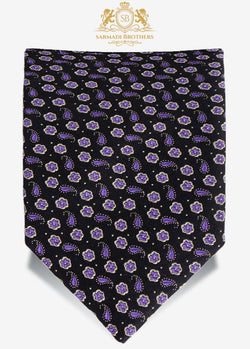 Floral Paisley Tie- Black